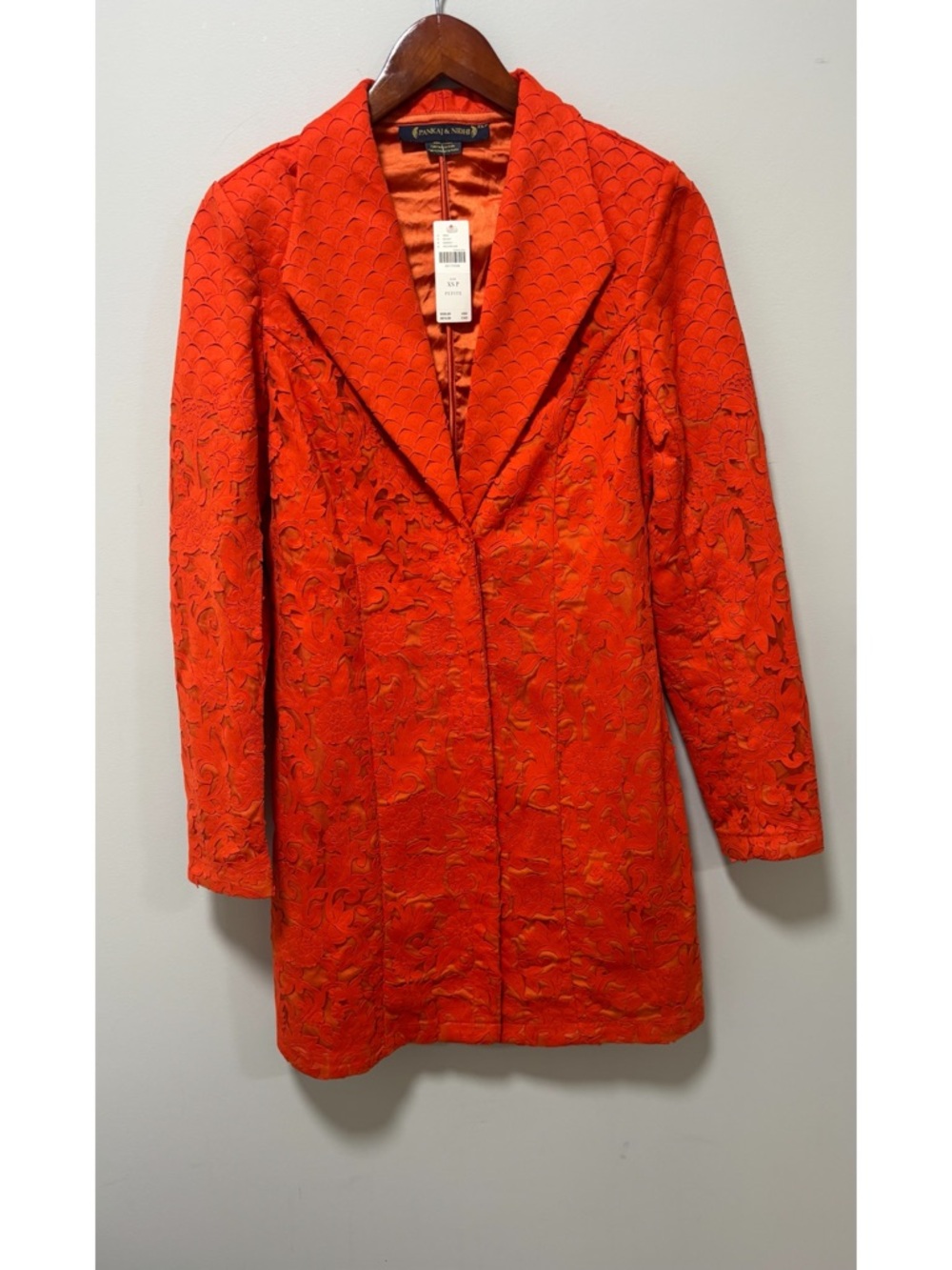 Anthropologie Pankaj & Nidhi Heavily Embroidered Blazer Dress NWT Red Rouge XS/P - Picture 3 of 10